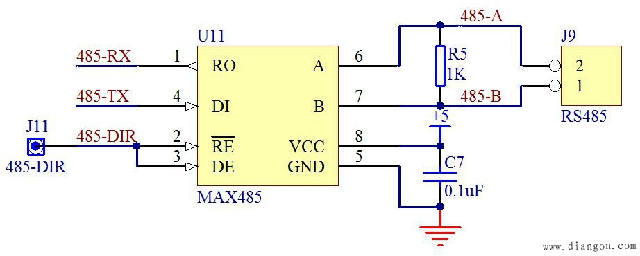 图18-1 MAX485硬件接口