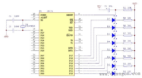 单片机循环彩灯的制作设计
