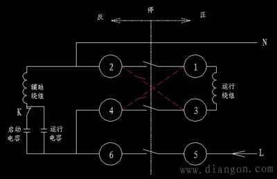 倒顺开关控制单相电动机正反转的电路图 - 白鹰 - 电气技术中心