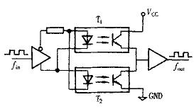 2只光电耦合器构成的推挽式电路