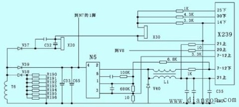 图5  X239端子与集成块N5的相关电路