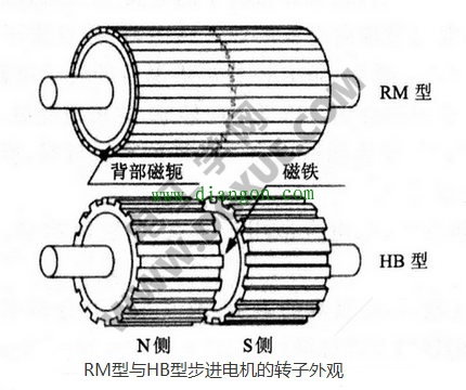RM型与HB型步进电机的转子外观