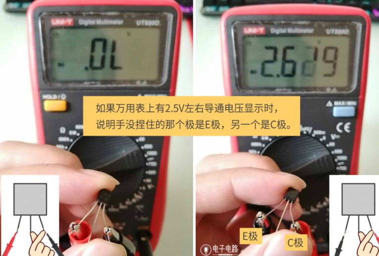 如何用指针式万用表测量NPN 型三极管?