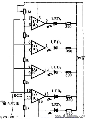发光二极管电压测量的电路图