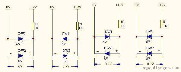 2个稳压二极管并联组成的电路