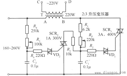 双向可控硅组成的交流稳压器电路