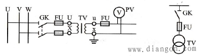 一只单相电压互感器在三相电路中的接线方式