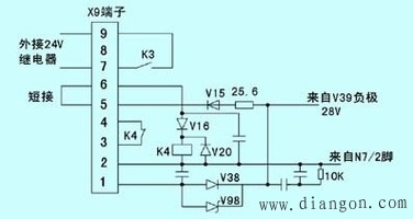 图4  X9端子与继电器K4的相关电路